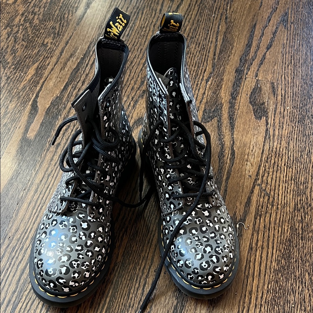 Dr. Martens Black and White Animal Print Boots